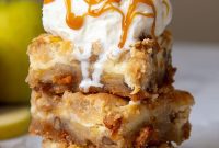 Autumn Apple Caramel Cheesecake Blondie Bars