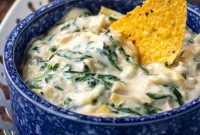 Velvety Fresh Spinach Artichoke Dip