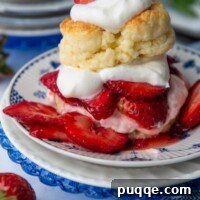 Gluten-free shortcake on top of fresh strawberries and whipped cream.