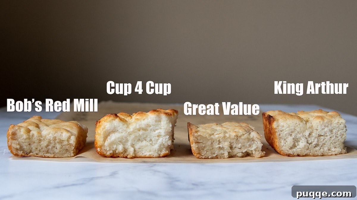 Mastering Gluten-Free Flours: A Comprehensive Guide 6 side angle shot showing height of biscuits baked with different gluten free flour