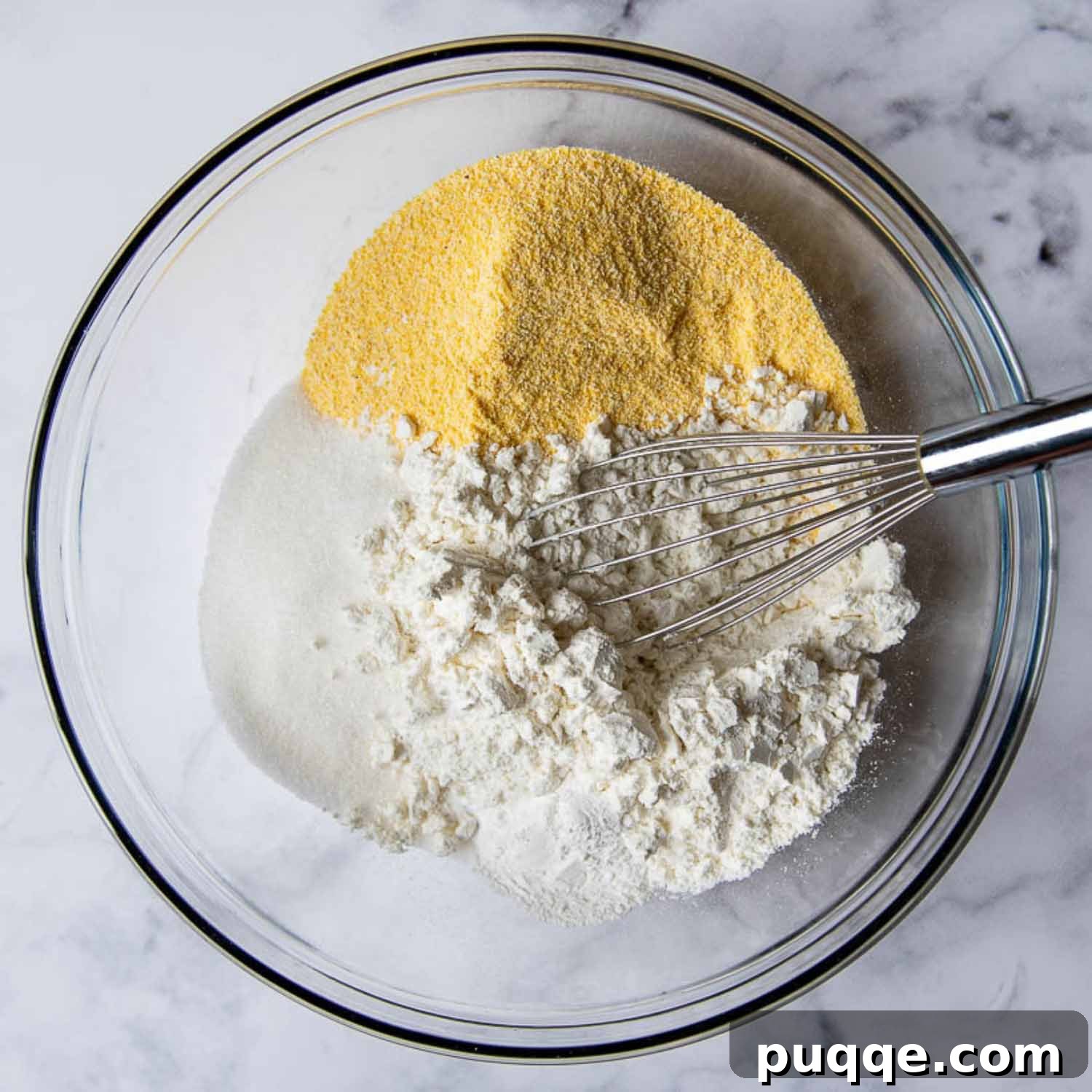 Supremely Fluffy Moist Gluten-Free Cornbread 3 the dry ingredients in a large glass bowl.