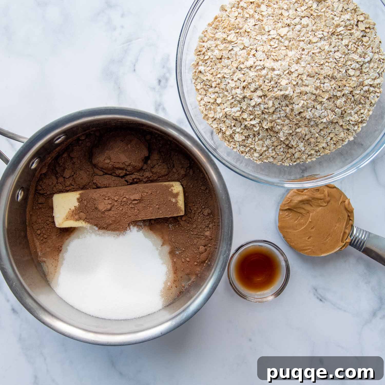 Easy 10-Minute No-Bake Gluten-Free Preacher Cookies 3 all the ingredients prepped before beginning.