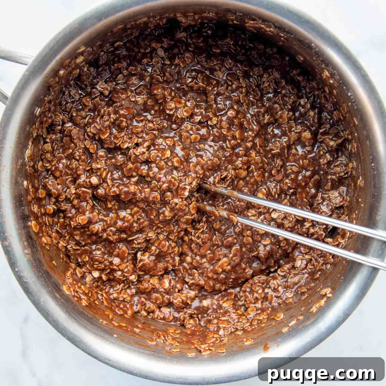 Easy 10-Minute No-Bake Gluten-Free Preacher Cookies 4 the mixed together cookies in a saucepan.