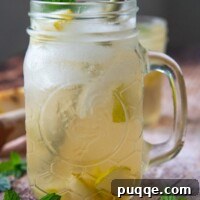 A vibrant Pear Ginger Cocktail, garnished with fresh mint, signaling a delightful and refreshing drink experience.