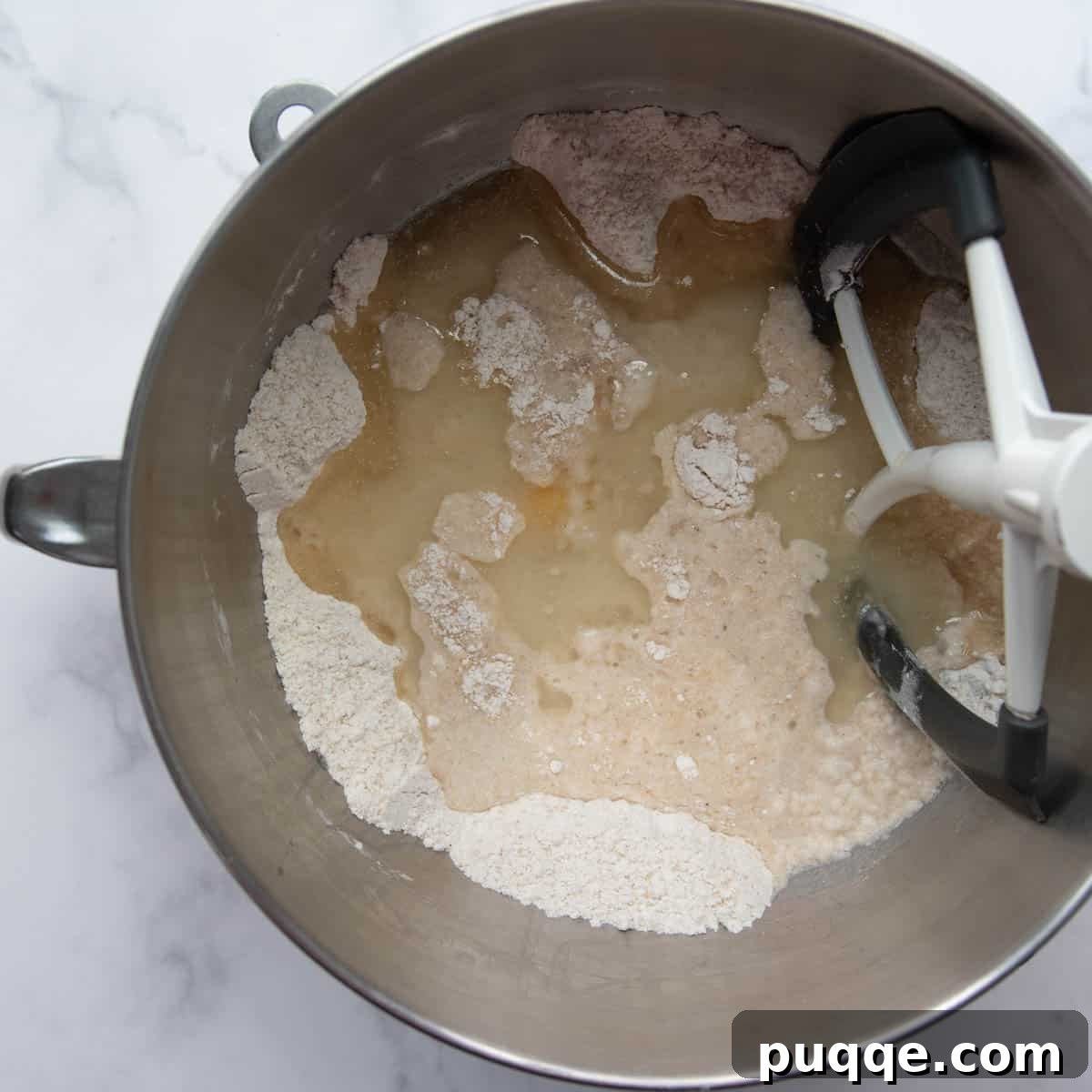 Baking Gluten Free Challah Made Easy 4 All the dry and wet ingredients for challah in a large mixing bowl, ready to be combined.
