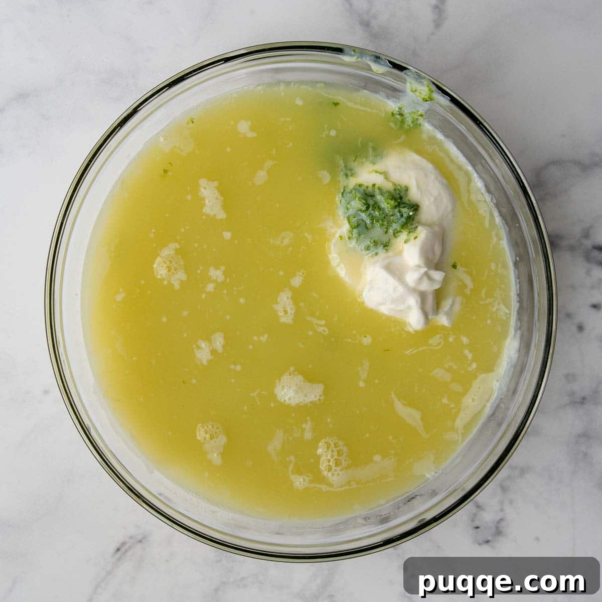 key lime pie filling in a glass bowl