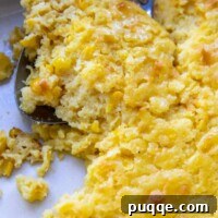 Creamy Fluffy Gluten Free Corn Casserole Made Simple 6 close up of gluten-free cornbread casserole