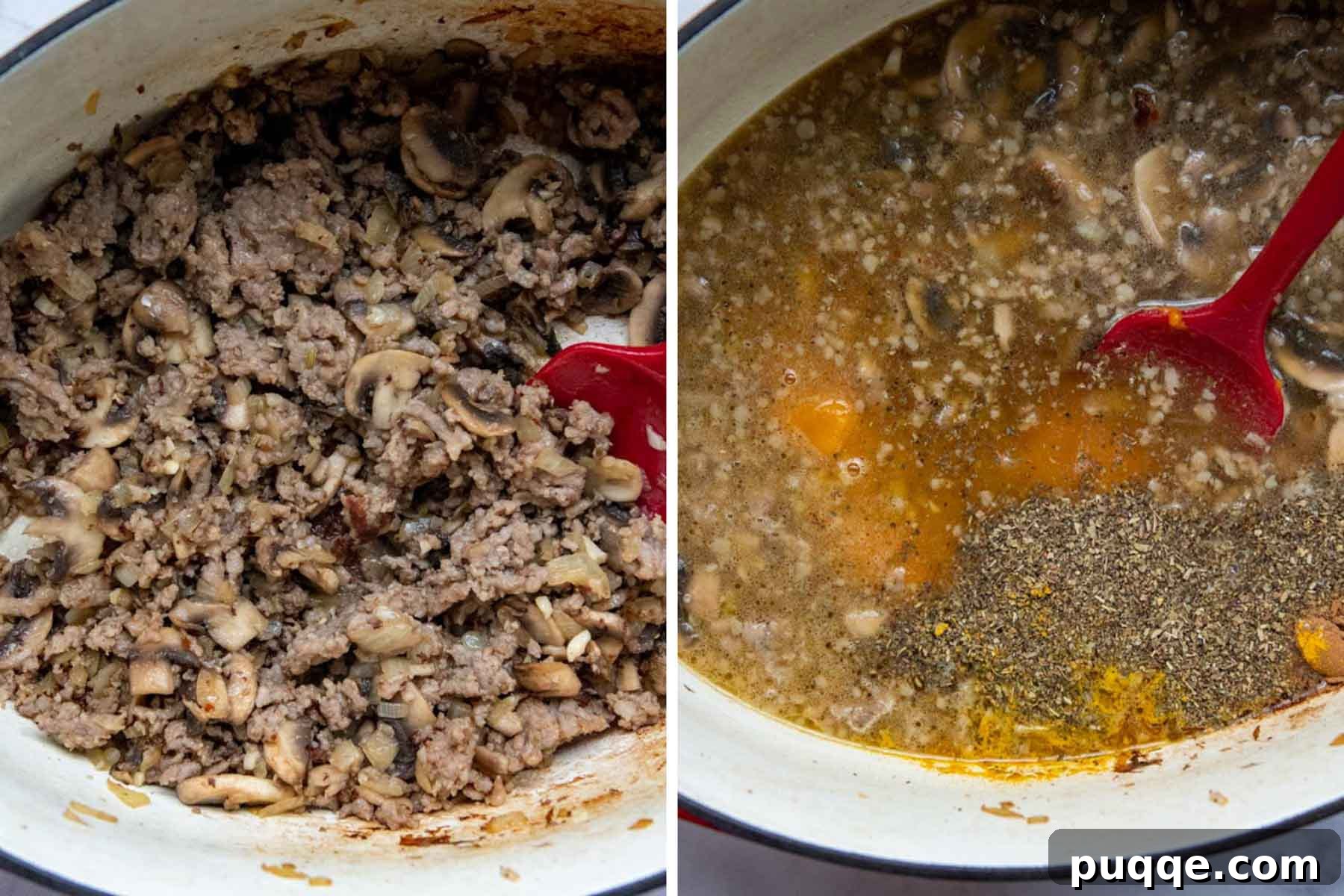 images showing how to make pumpkin sausage soup