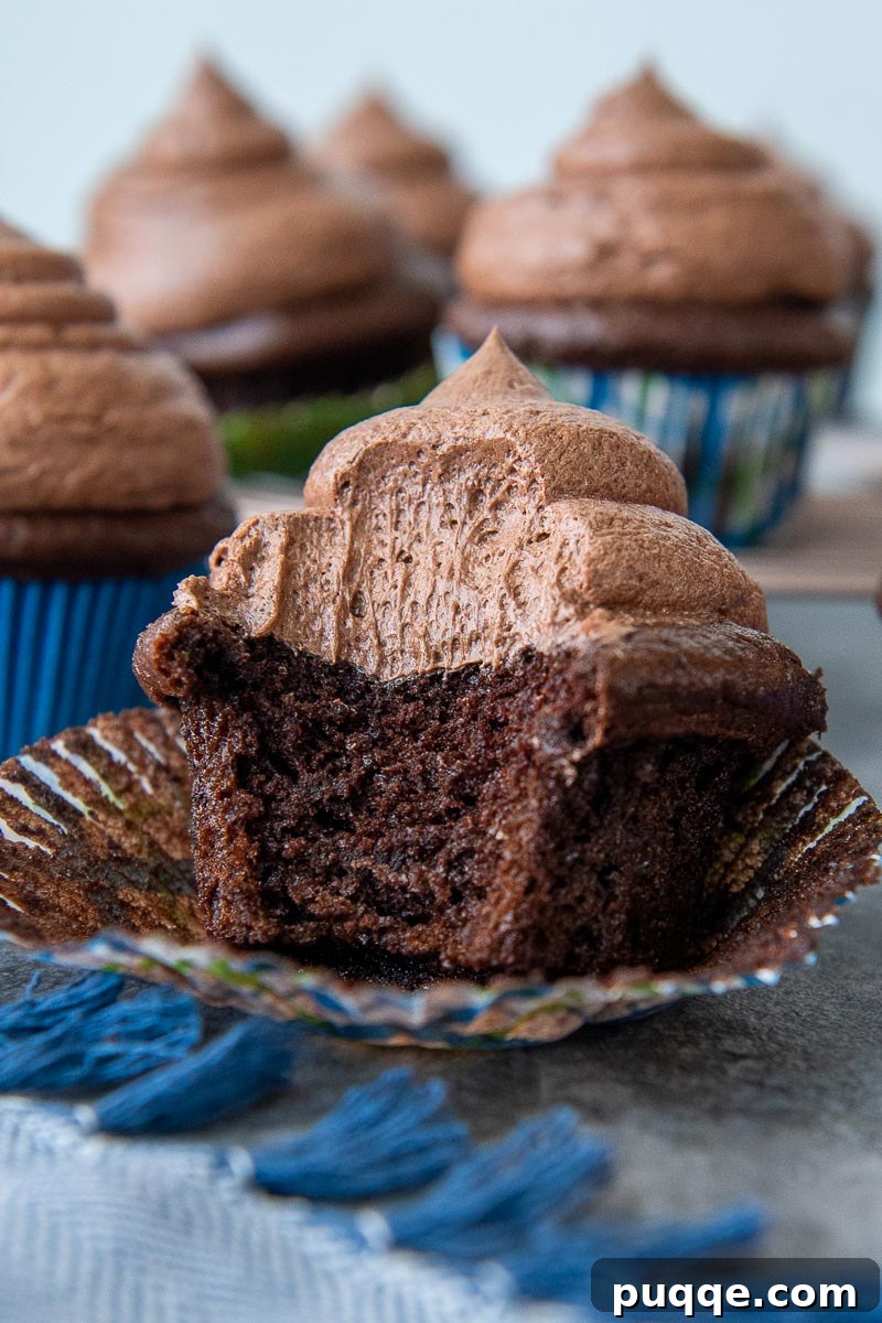 5 Easy Tricks for Perfect Gluten-Free Baking 4 a gluten free chocolate cupcake unwrapped with a bite taken out