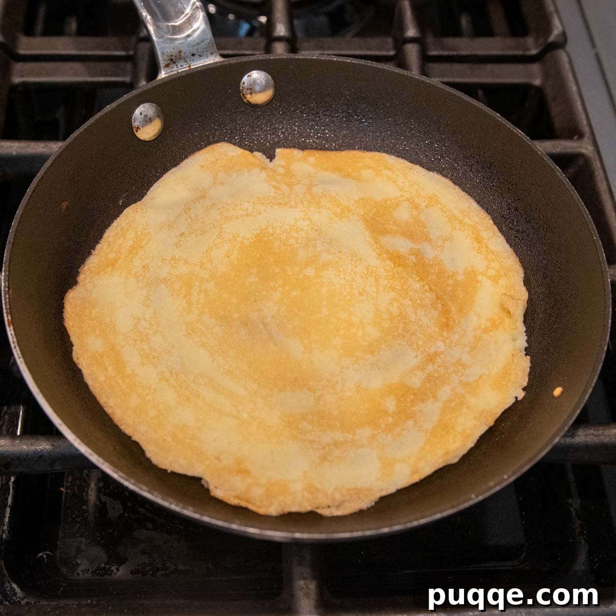 cooked crepe in a skillet.