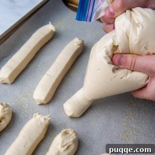 image showing how to pipe out the dough