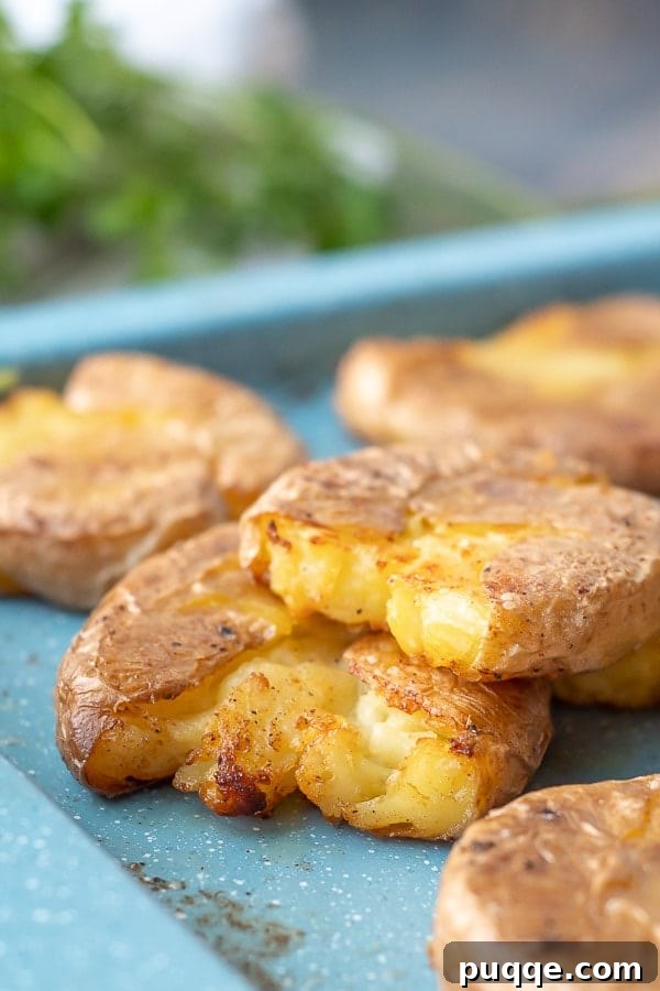 The Ultimate Guide to 50+ Easy Salisbury Steak Sides 13 a close of up of two smashed potatoes stacked on top of each other