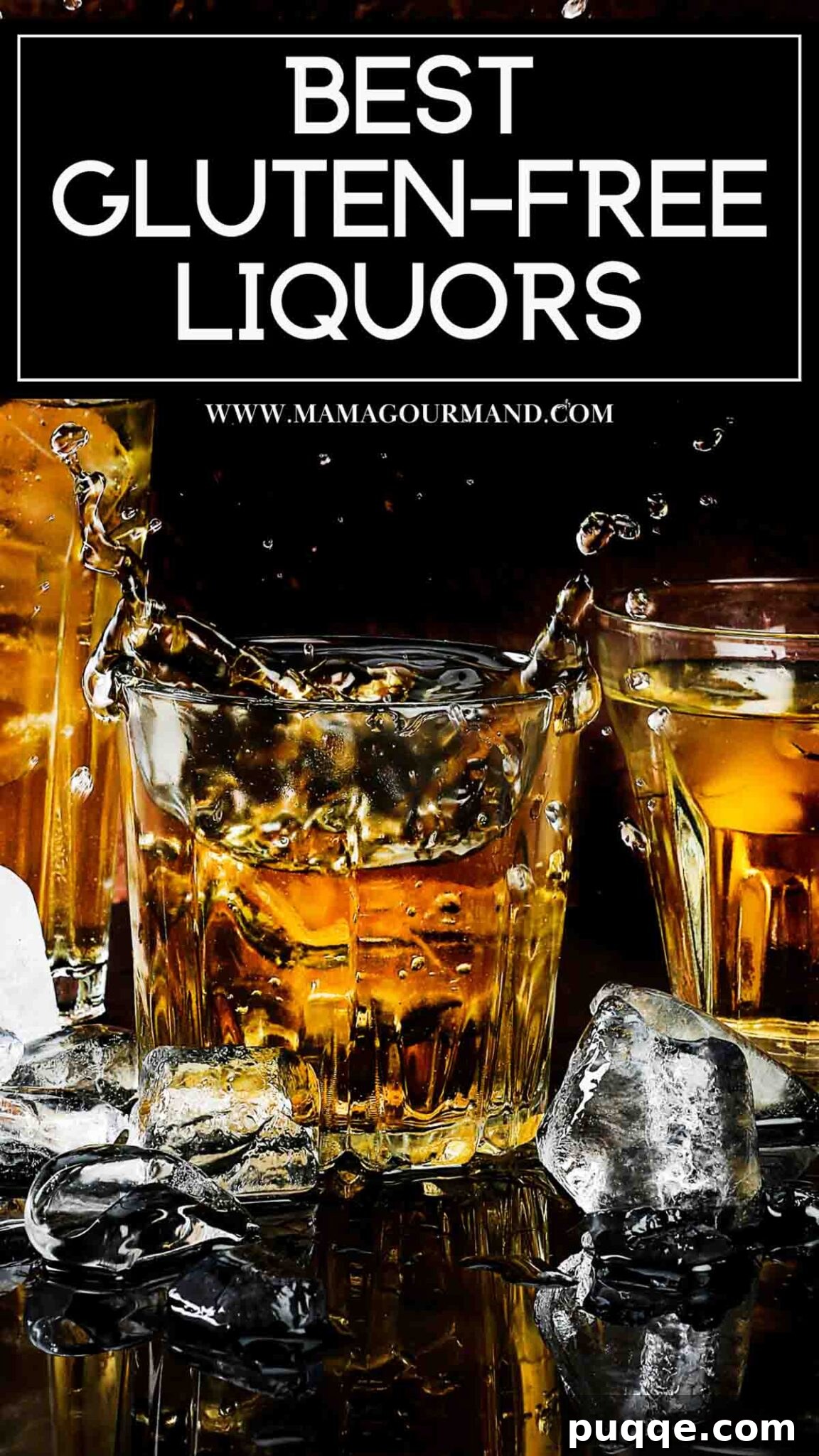 The Ultimate Gluten-Free Alcohol Choices for 2024 5 A graphic featuring various gluten-free alcoholic beverages served in elegant glasses with ice, illustrating the diversity of options available.