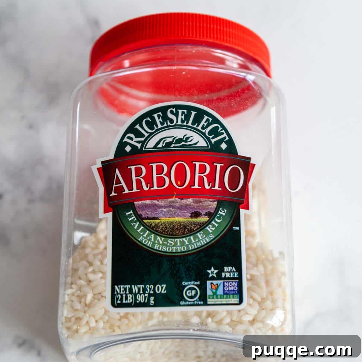gluten-free arborio rice container.