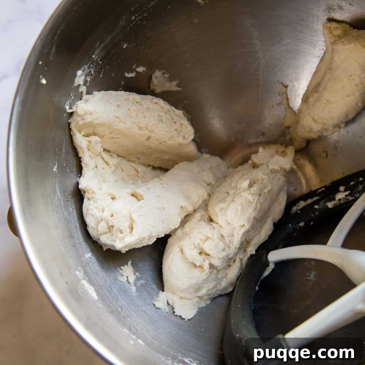 The perfectly mixed gluten-free tortilla dough, ready for resting.