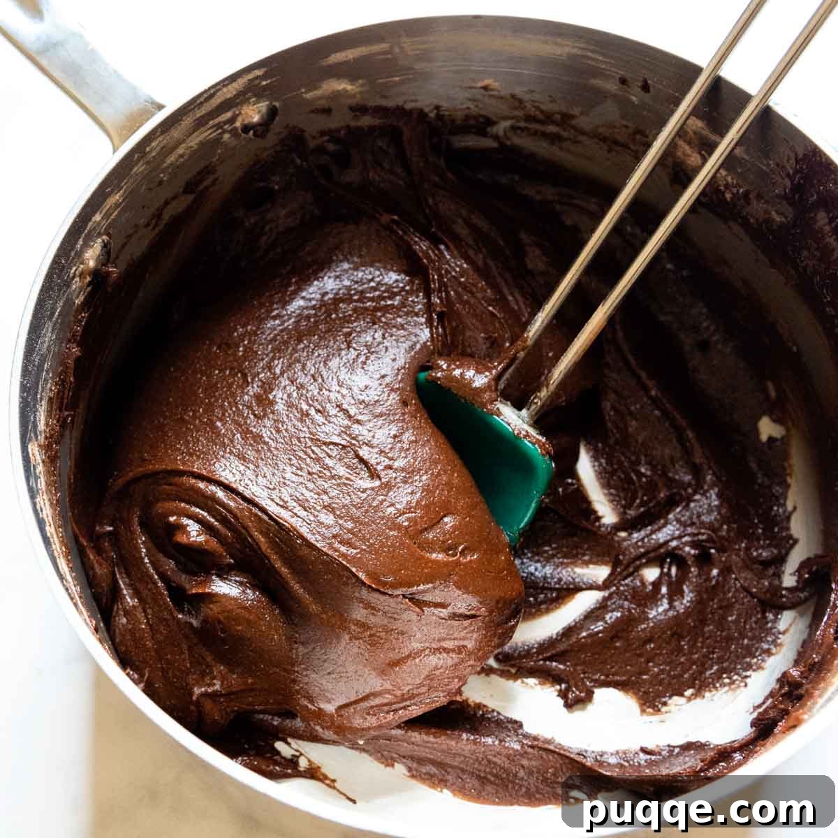 The Ultimate Gluten Free Ice Cream Sandwiches 4 Rich chocolate batter in a saucepan, mixed and ready for baking.