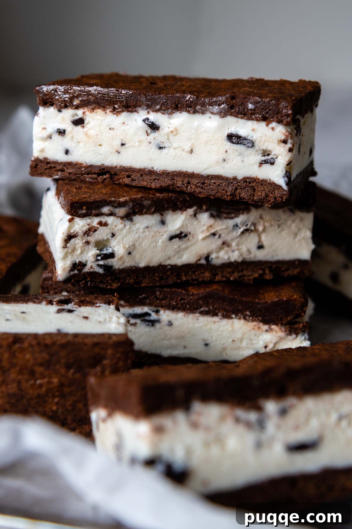 The Ultimate Gluten Free Ice Cream Sandwiches 9 A stack of perfectly layered homemade gluten-free ice cream sandwiches.
