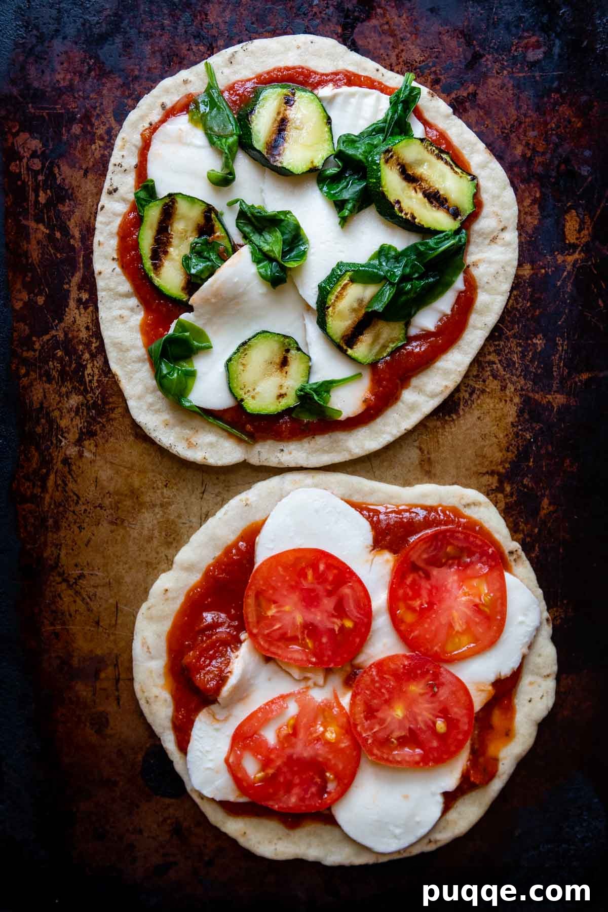 Grilling Gluten-Free Pizza: Easy Steps to Irresistible Results 6 pizza with toppings on before grilling.
