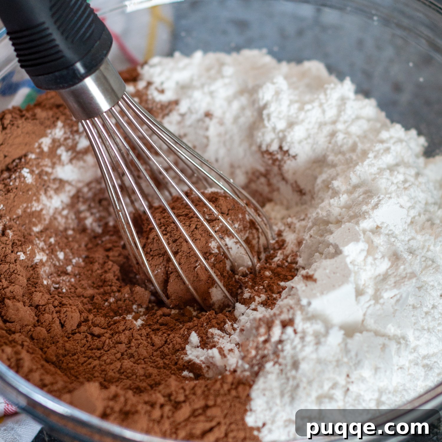 Intensely Fudgy Flourless Chocolate Chews 4 dry ingredients whisked together.