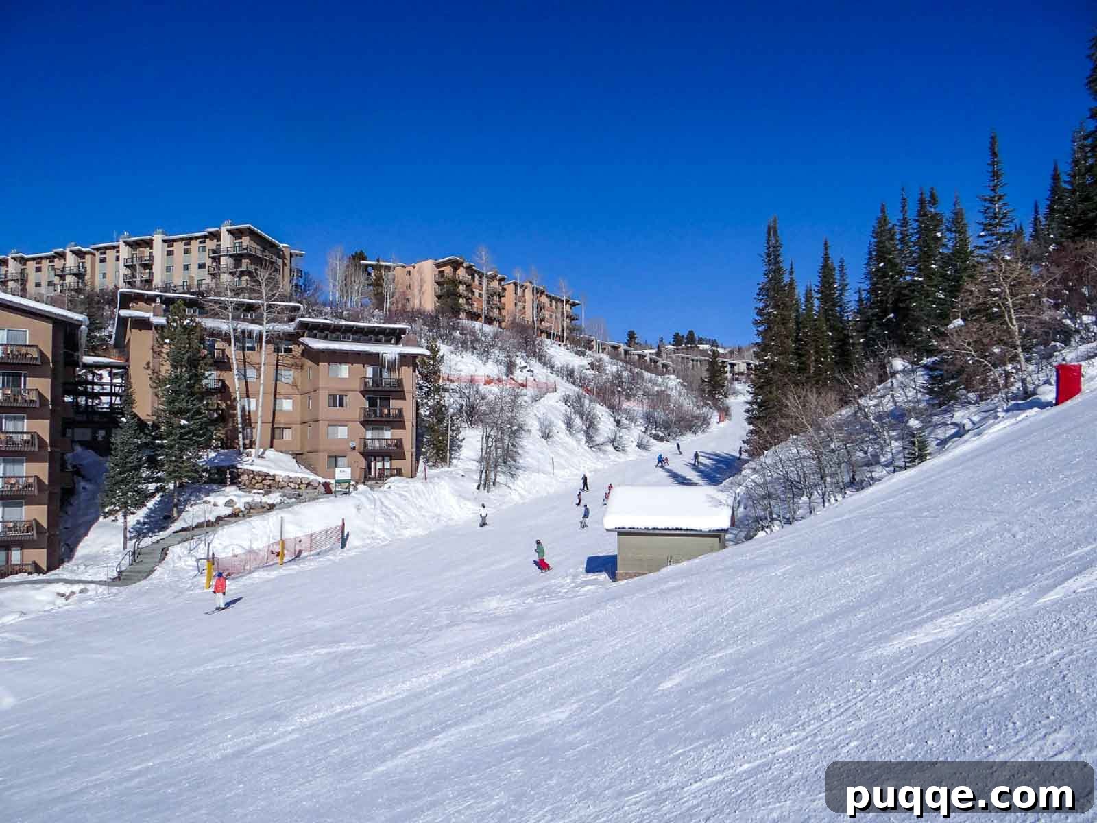 Lodging options at the base of Steamboat mountain, including hotels and condominiums