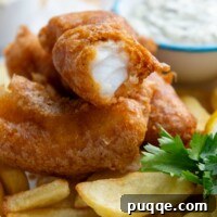 a serving of fried fish on french fries.