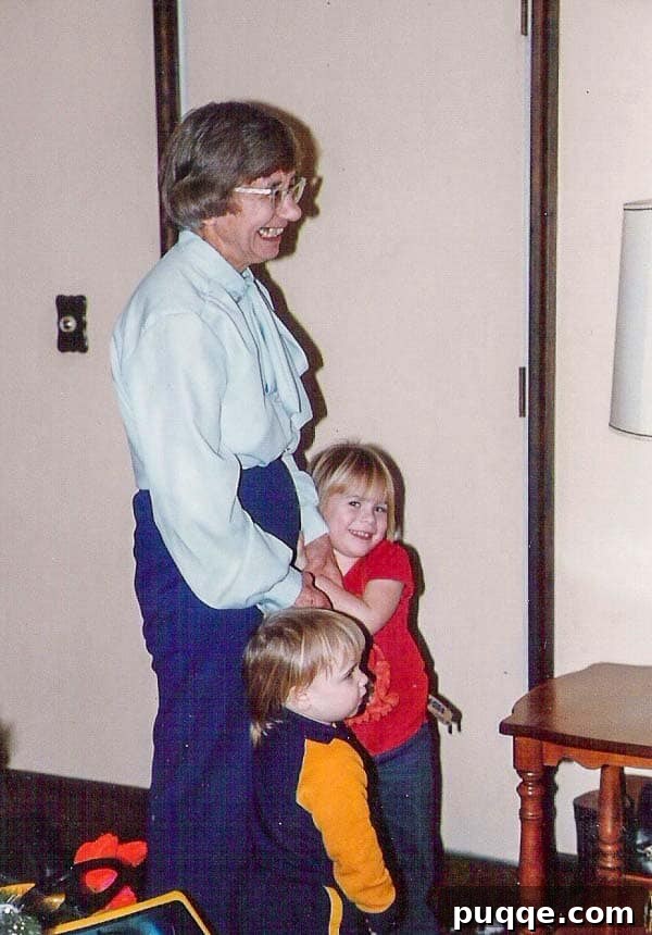 My younger sister and I posing with Gramma, a cherished family moment