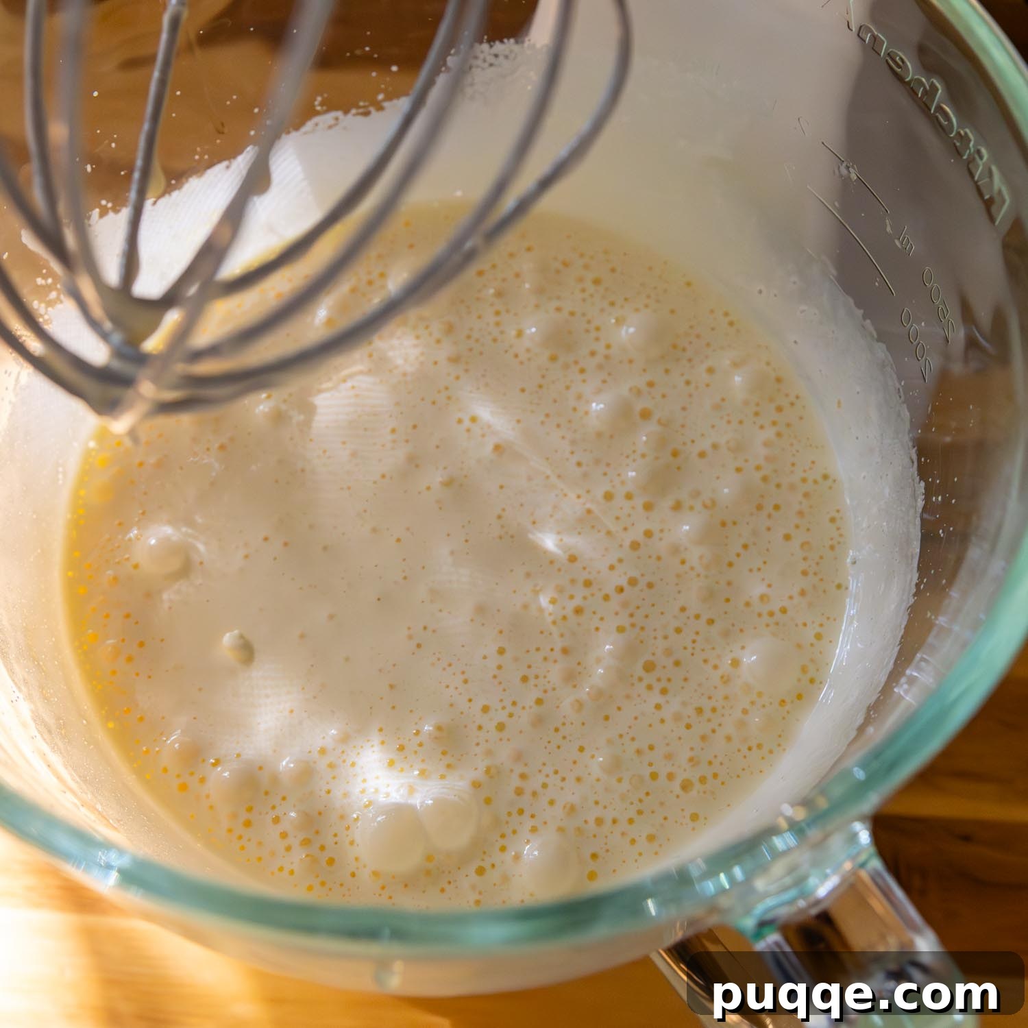 beating eggs with sugar.