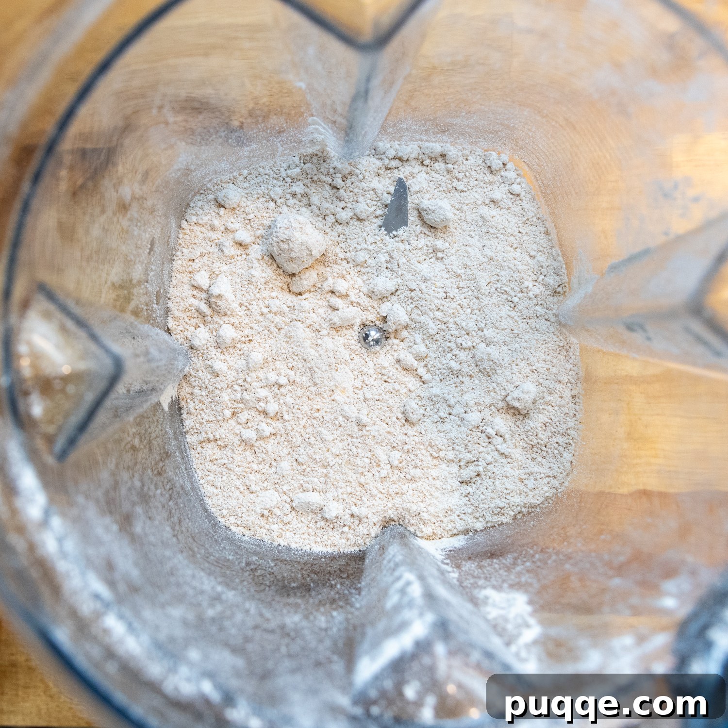 Effortlessly Soft and Pliable Oat Tortillas 3 Dry tortilla ingredients, including oats or oat flour, inside a blender cup.