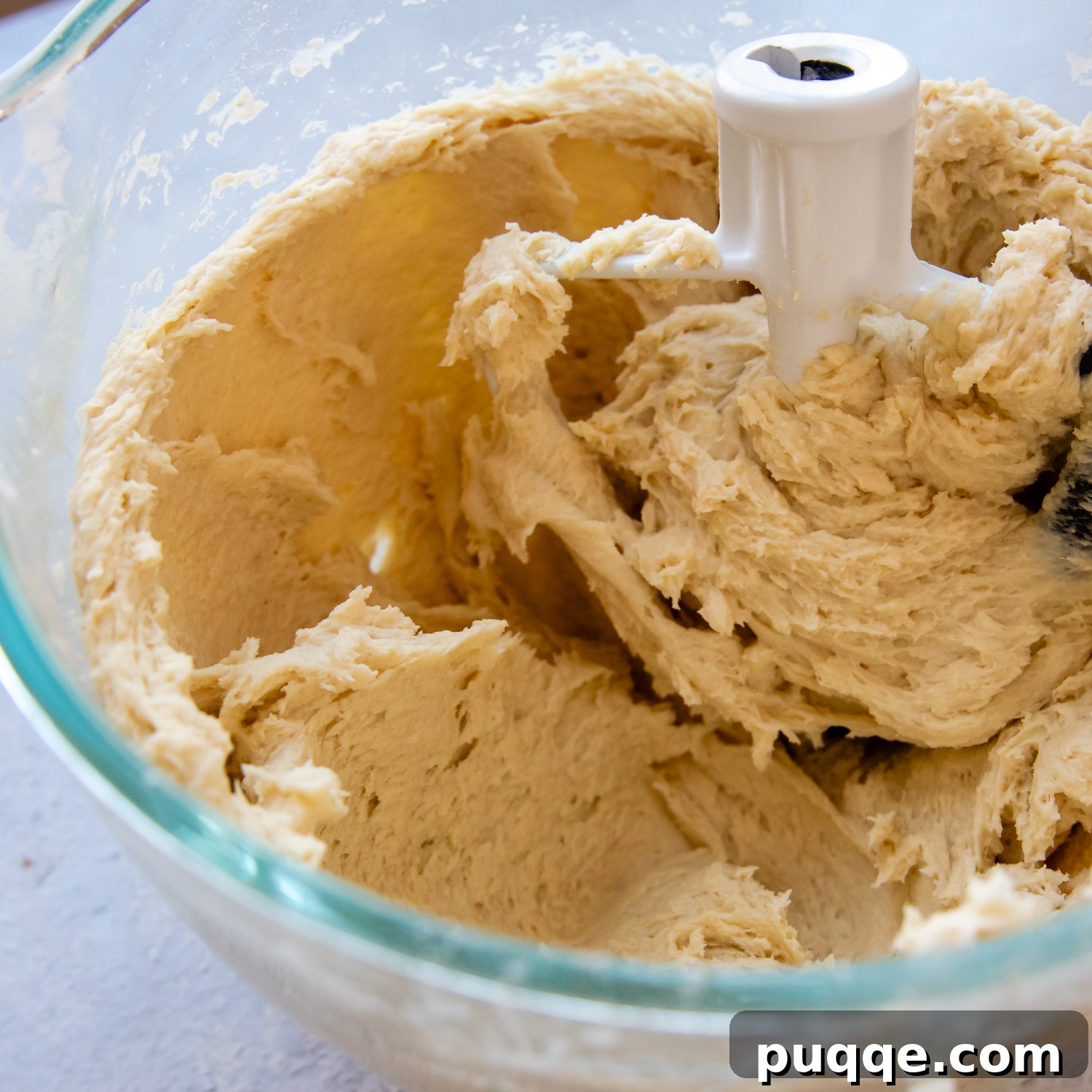 English muffing ingredients in a mixer.