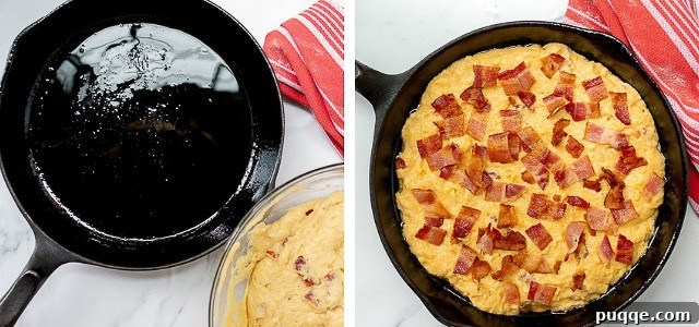 final 2 steps of making bacon cornbread