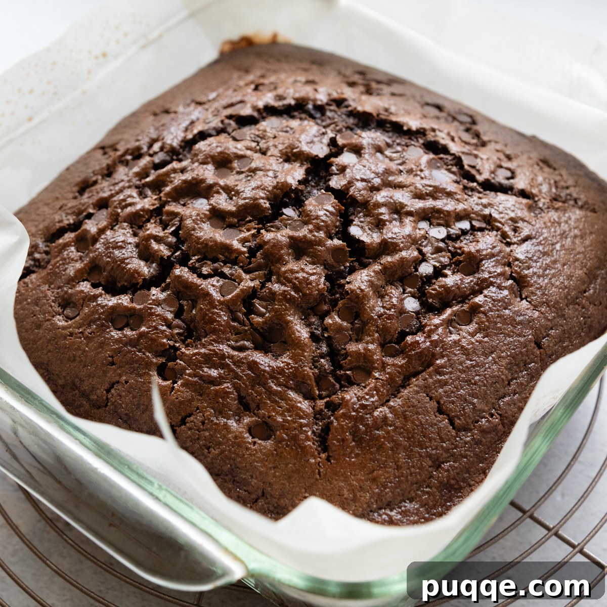 Baked chocolate cake, still warm and golden brown, ready to be frosted.