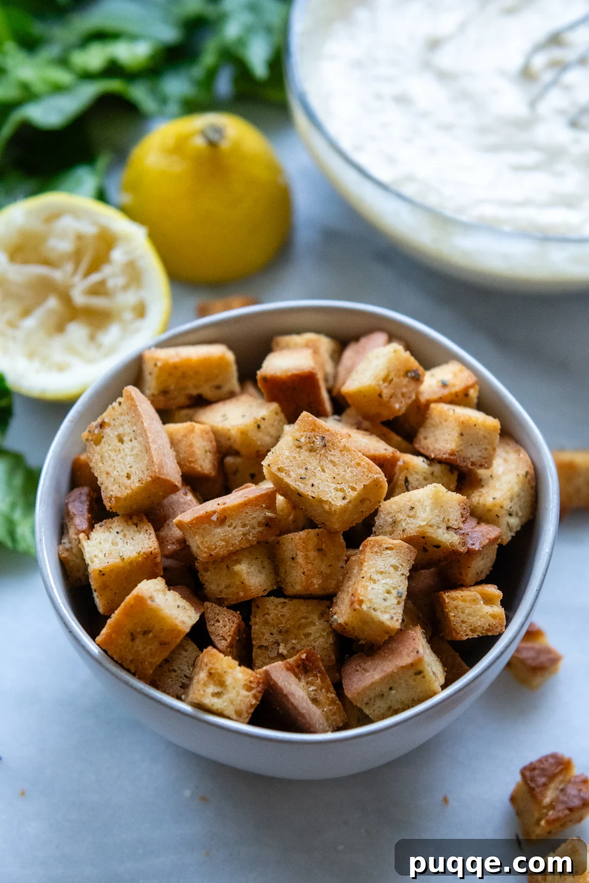 Bowl of homemade Gluten-Free Croutons.