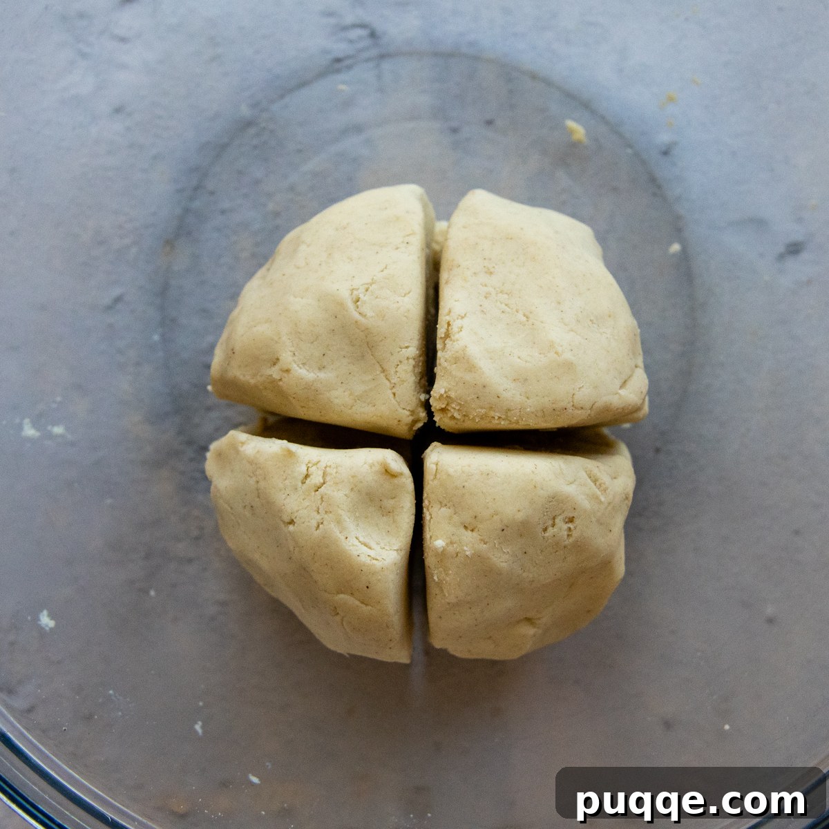 Dough ball cut into 4ths.