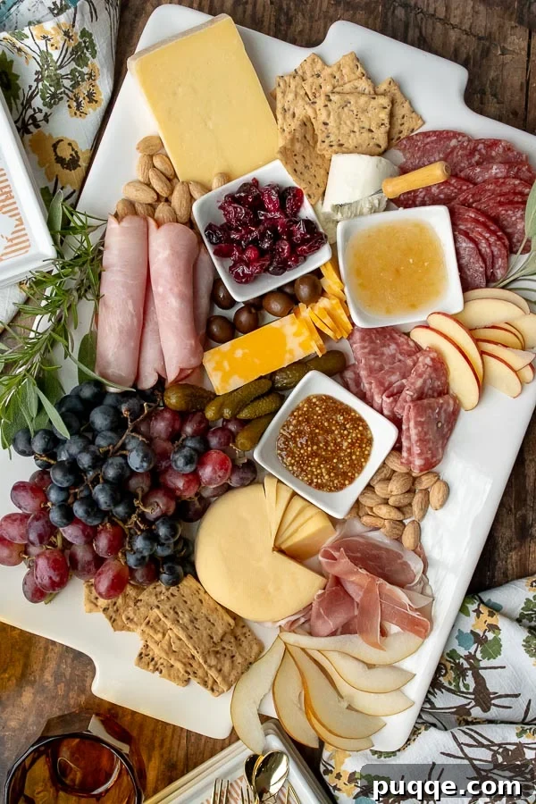 Creative Charcuterie Boards 2 A beautifully arranged charcuterie board showcasing a variety of meats, cheeses, fruits, nuts, and crackers, perfect for entertaining.
