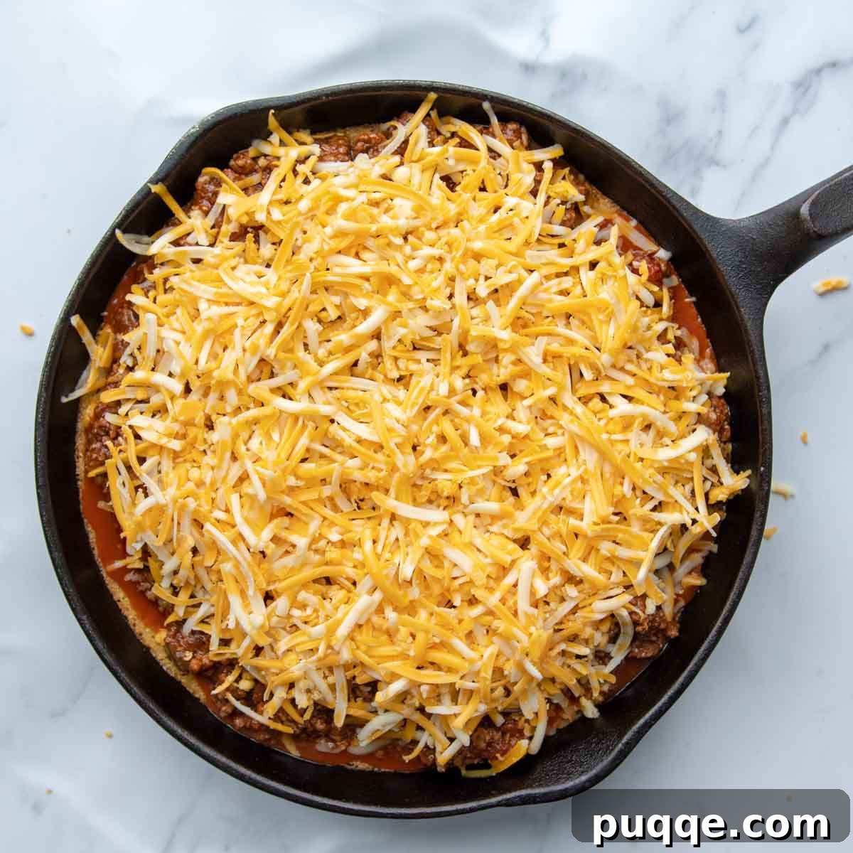 Authentic Gluten-Free Tamale Pie Made From Scratch 6 Shredded cheese generously sprinkled over the tamale pie before its final bake.