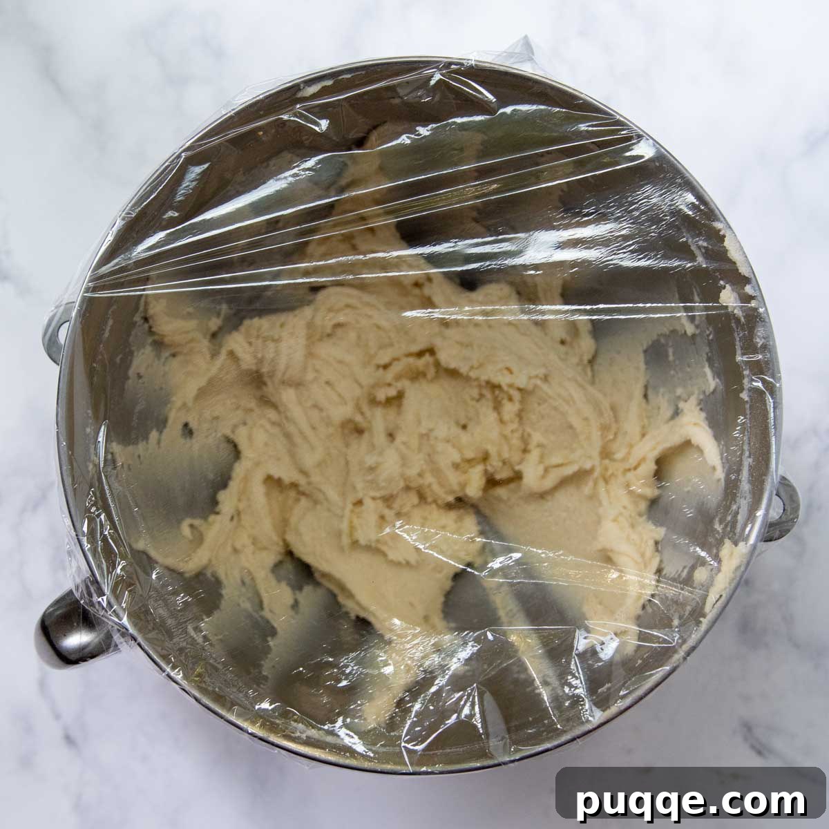Flawless Gluten-Free Cut-Out Sugar Cookies 5 Cookie dough covered with plastic wrap, chilling in a bowl.