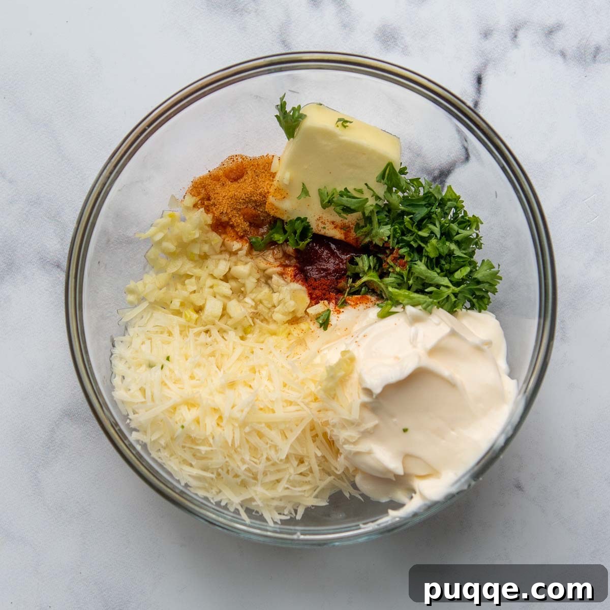 ingredients for the topping in a glass bowl.