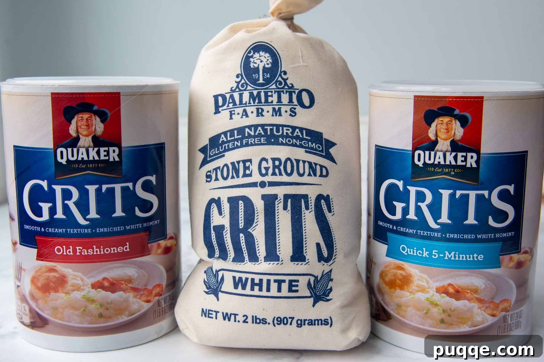 An assortment of different types of grits, illustrating the various grinds available.